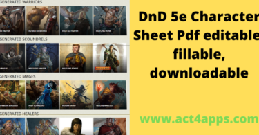 DnD 5e Character Sheet Pdf editable, fillable, downloadable
