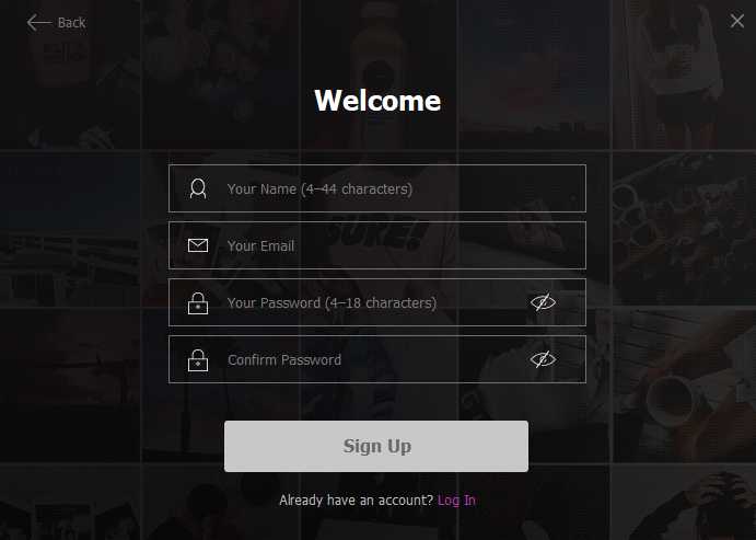 Sign up an account on GetInsta app